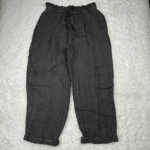 Free People Only Over You Linen Crop Ankle Pant Charcoal Gray - Picture 3 of 13